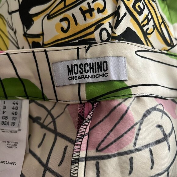 NWOT Moschino Pink Green Boxy Crest Crown Shorts for Women Size 10 Rare - Picture 5 of 7